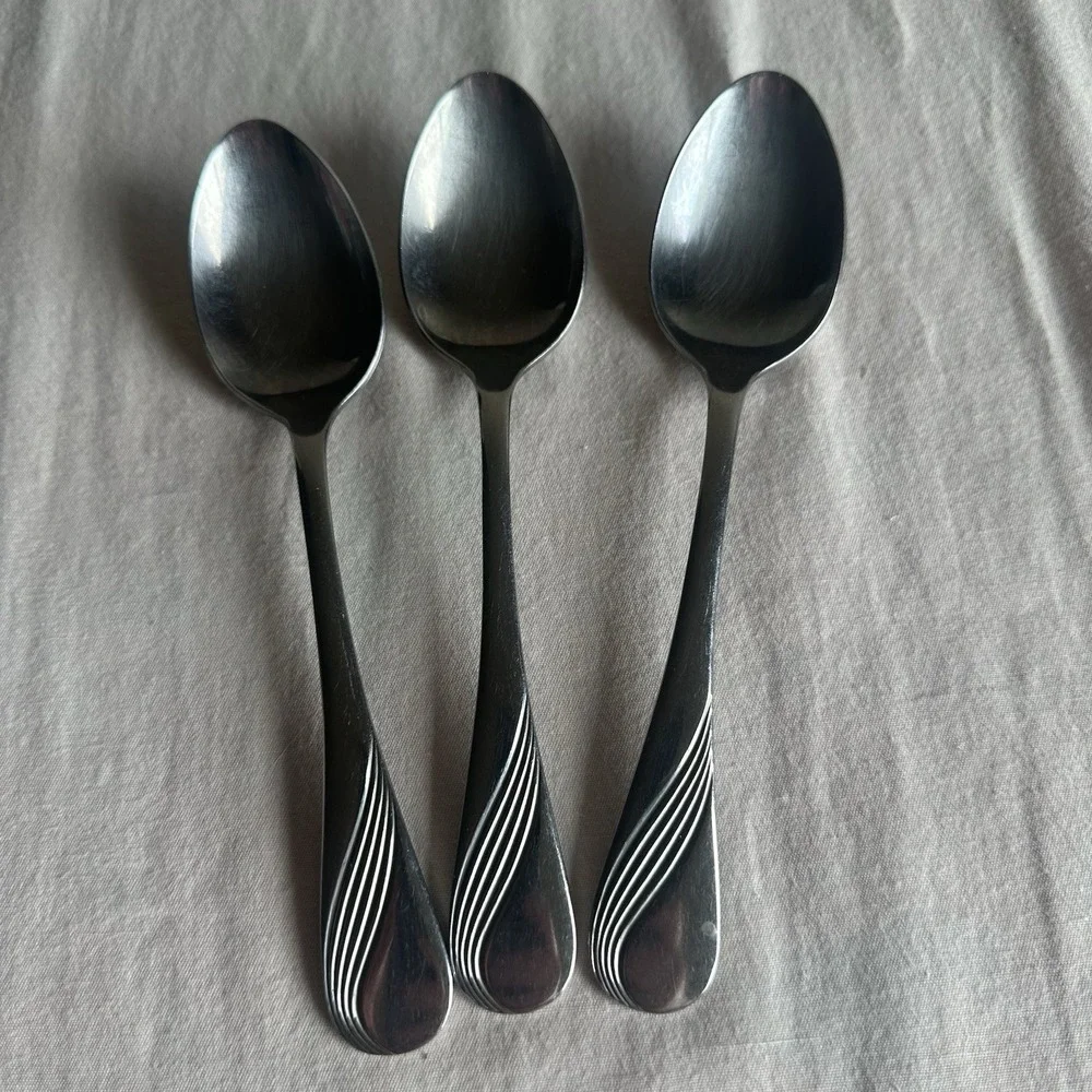 Continental Gourmet Swirl Pattern Stainless Spoons Lot‎ Of 3 Replacement Pieces